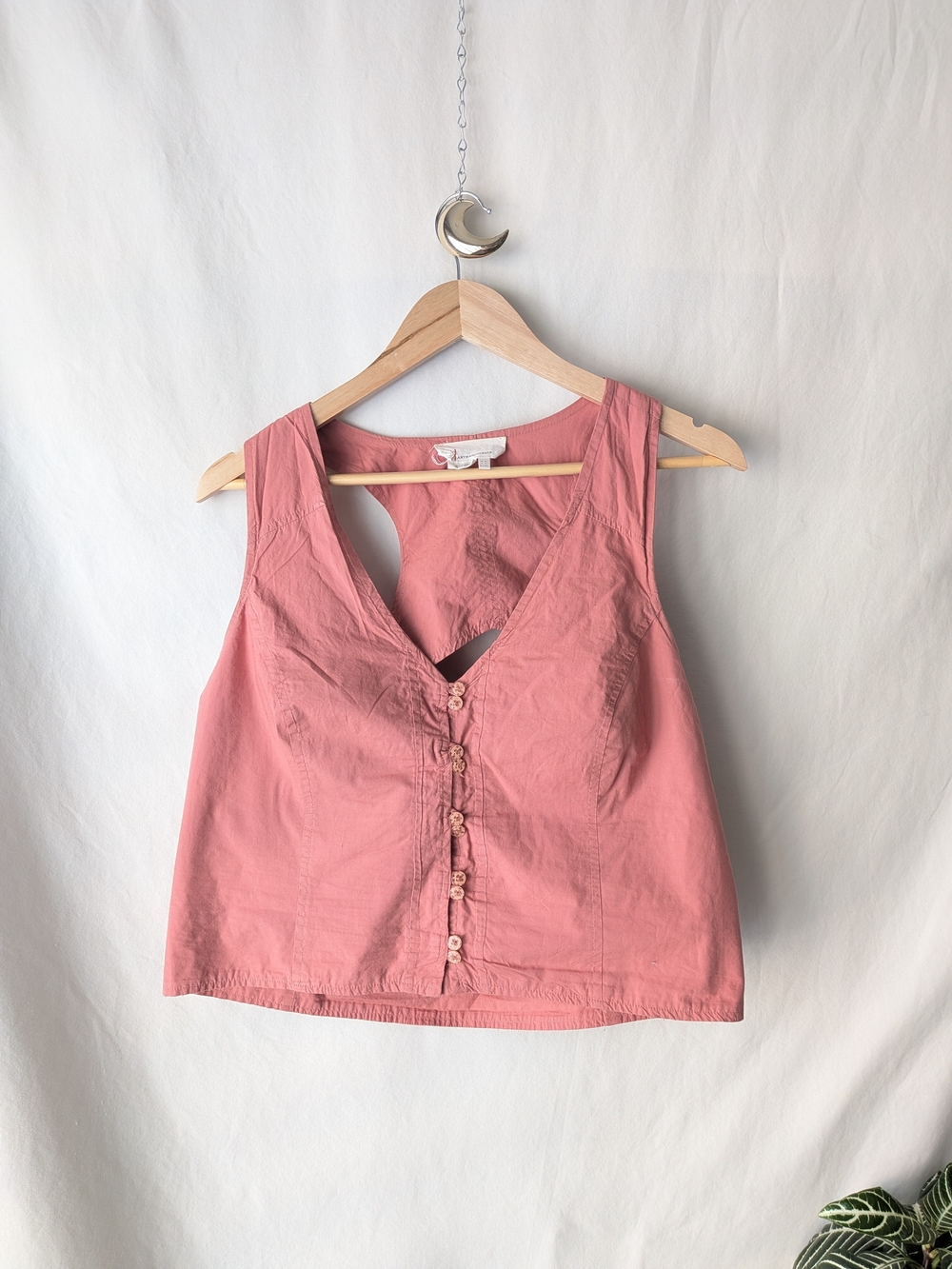 Anthropologie Dusty Rose Button-Front Tank